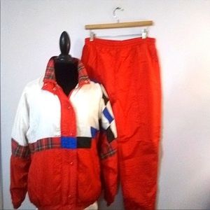 Vintage windbreaker tracksuit jogging suit sz Small Plaid